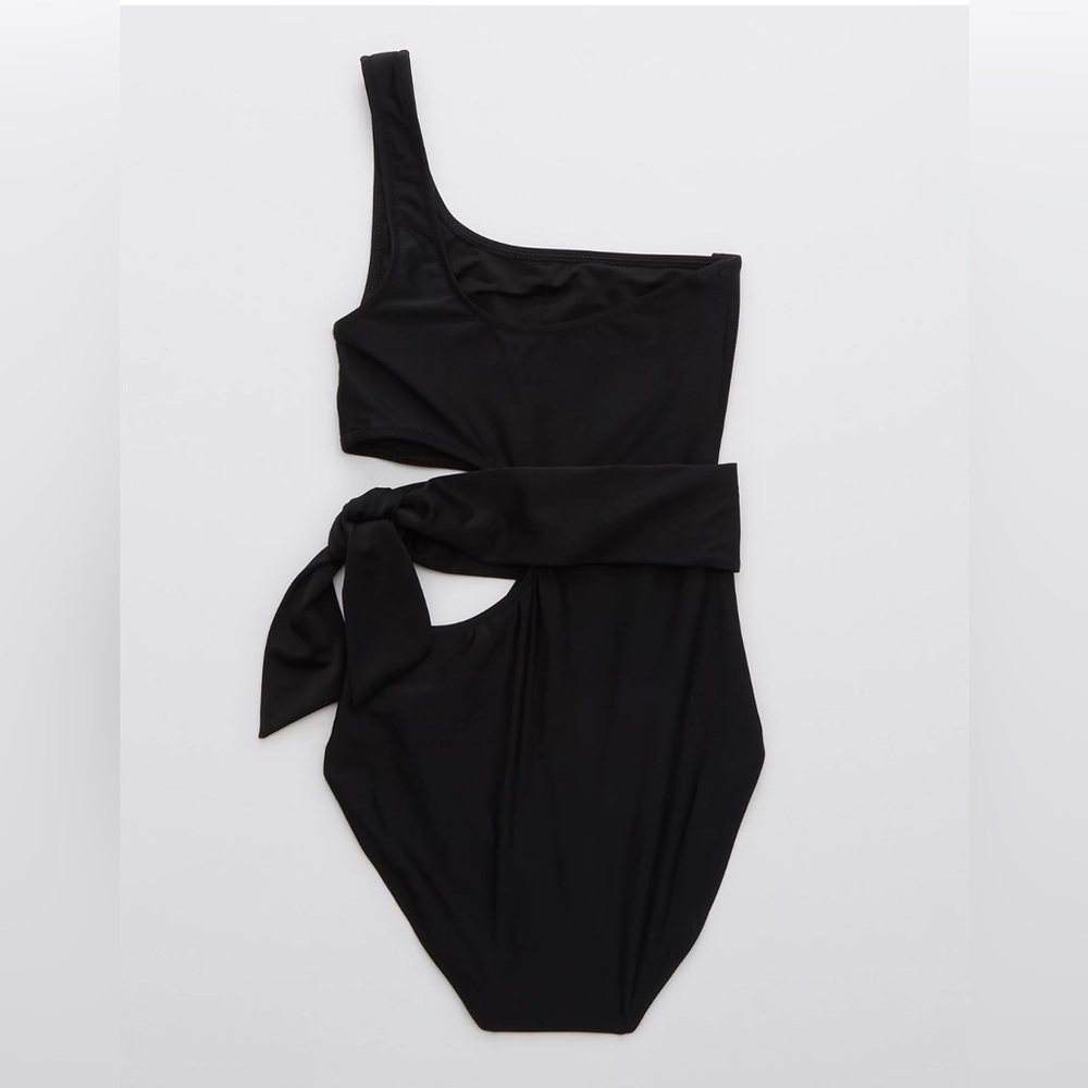 Aerie Cut Out Tie Asymmetrical One Piece Swimsuit - Picture 4 of 7